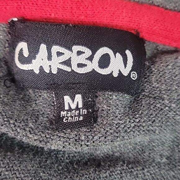 Carbon Gray and Red Striped Hoodie Sweater, 100% Cotton. Size S - Picture 3 of 5